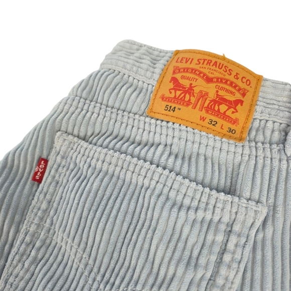 Levi's 514 Men's Corduroy Pants | W32 L30 | Light Blue Straight Leg - Picture 2 of 9